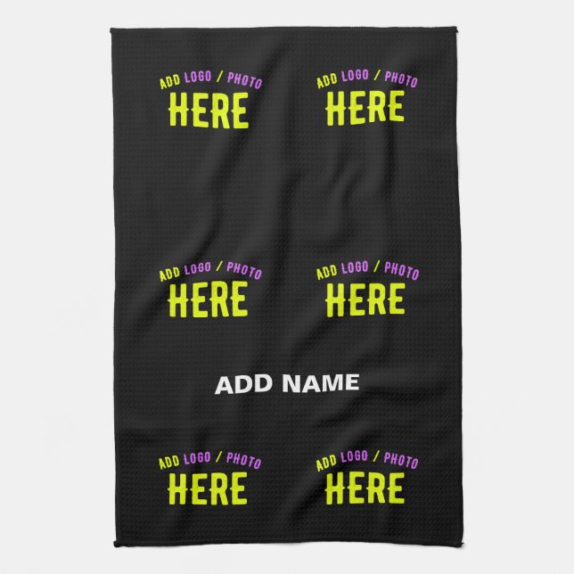 STYLISH MODERN CUSTOMIZABLE BLACK VERIFIED BRANDED TEA TOWEL (Vertical)