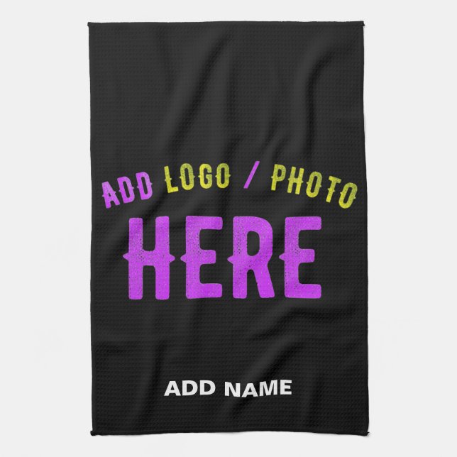 STYLISH MODERN CUSTOMIZABLE BLACK VERIFIED BRANDED TEA TOWEL (Vertical)