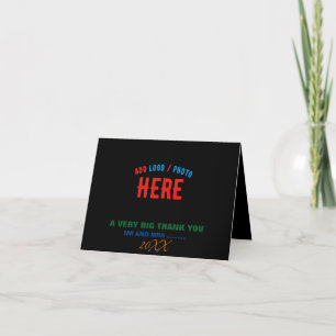STYLISH MODERN CUSTOMIZABLE BLACK VERIFIED BRANDED THANK YOU CARD