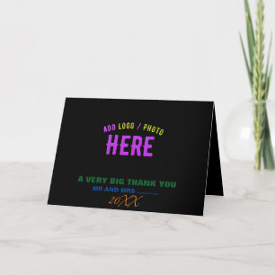 STYLISH MODERN CUSTOMIZABLE BLACK VERIFIED BRANDED THANK YOU CARD