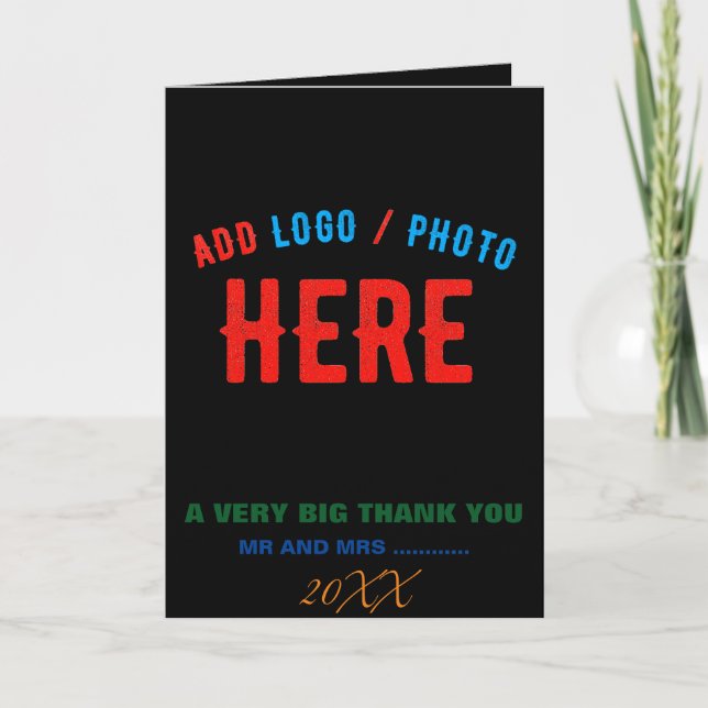 STYLISH MODERN CUSTOMIZABLE BLACK VERIFIED BRANDED THANK YOU CARD (Front)