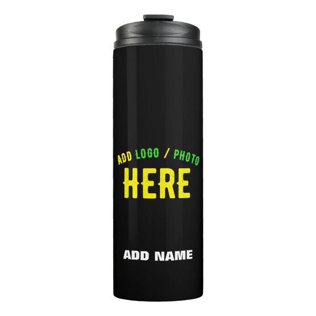 STYLISH MODERN CUSTOMIZABLE BLACK VERIFIED BRANDED THERMAL TUMBLER (Front)
