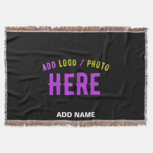 STYLISH MODERN CUSTOMIZABLE BLACK VERIFIED BRANDED THROW BLANKET