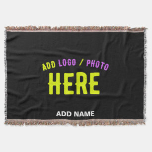 STYLISH MODERN CUSTOMIZABLE BLACK VERIFIED BRANDED THROW BLANKET