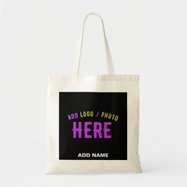 STYLISH MODERN CUSTOMIZABLE BLACK VERIFIED BRANDED TOTE BAG (Front)