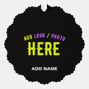 STYLISH MODERN CUSTOMIZABLE BLACK VERIFIED BRANDED TREE DECORATION CARD