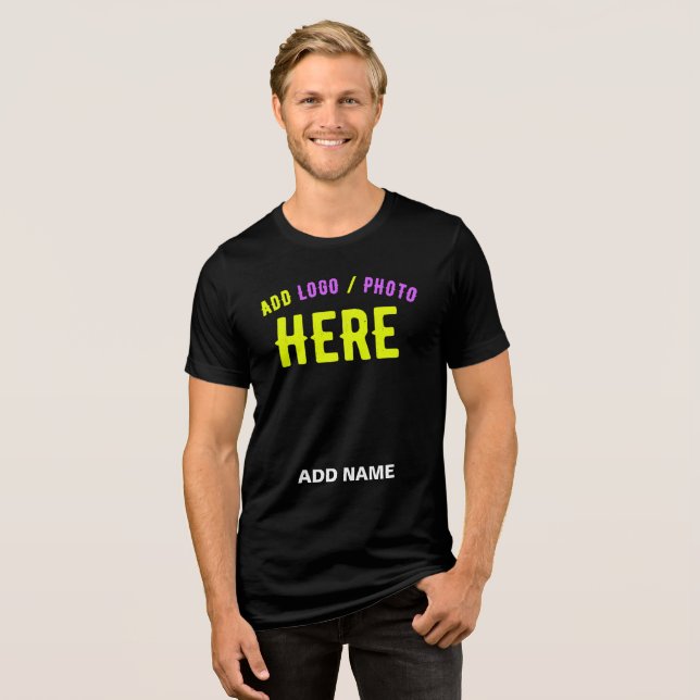 STYLISH MODERN CUSTOMIZABLE BLACK VERIFIED BRANDED Tri-Blend SHIRT (Front Full)