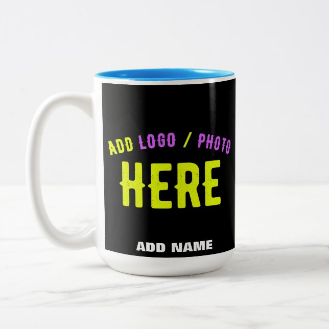STYLISH MODERN CUSTOMIZABLE BLACK VERIFIED BRANDED Two-Tone COFFEE MUG (Left)