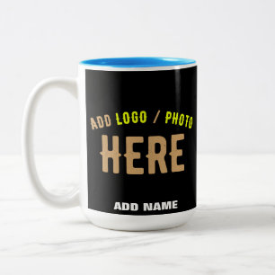 STYLISH MODERN CUSTOMIZABLE BLACK VERIFIED BRANDED Two-Tone COFFEE MUG