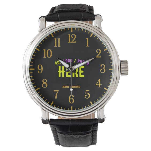 STYLISH MODERN CUSTOMIZABLE BLACK VERIFIED BRANDED WATCH (Front)