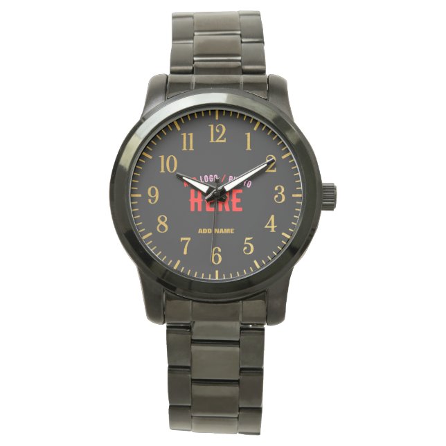 STYLISH MODERN CUSTOMIZABLE BLACK VERIFIED BRANDED WATCH (Front)