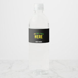 STYLISH MODERN CUSTOMIZABLE BLACK VERIFIED BRANDED WATER BOTTLE LABEL