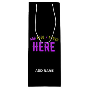 STYLISH MODERN CUSTOMIZABLE BLACK VERIFIED BRANDED WINE GIFT BAG