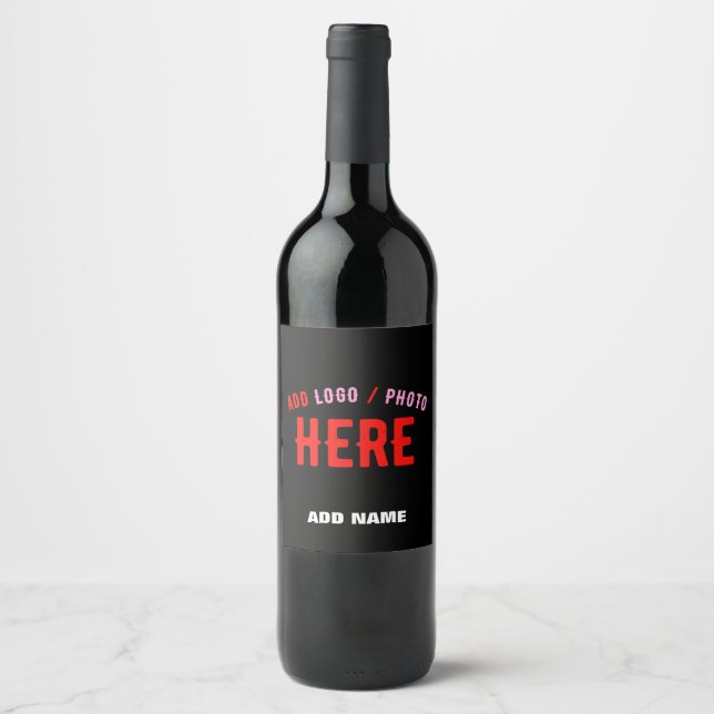 STYLISH MODERN CUSTOMIZABLE BLACK VERIFIED BRANDED WINE LABEL (Front)