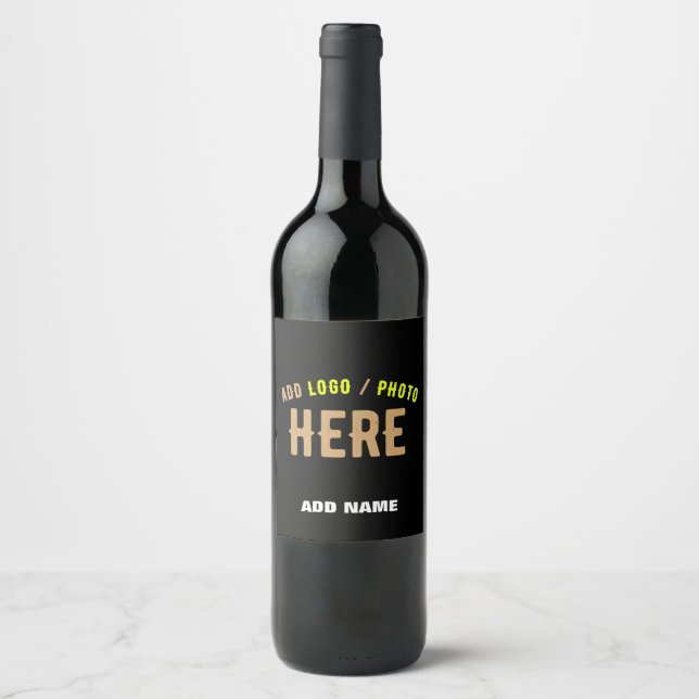STYLISH MODERN CUSTOMIZABLE BLACK VERIFIED BRANDED WINE LABEL (Front)