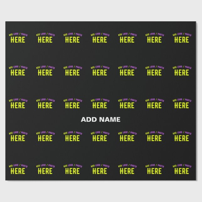 STYLISH MODERN CUSTOMIZABLE BLACK VERIFIED BRANDED WRAPPING PAPER (Flat)