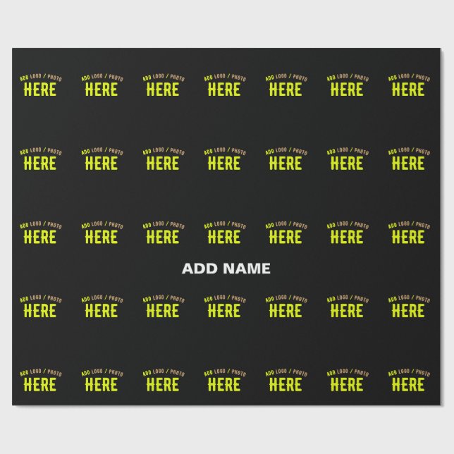 STYLISH MODERN CUSTOMIZABLE BLACK VERIFIED BRANDED WRAPPING PAPER (Flat)