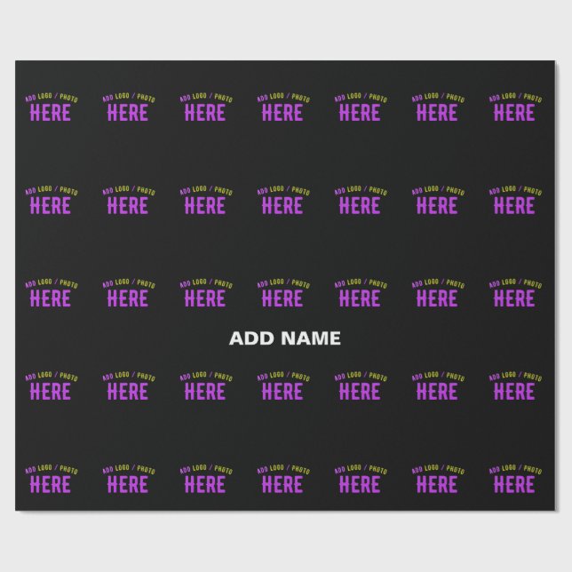 STYLISH MODERN CUSTOMIZABLE BLACK VERIFIED BRANDED WRAPPING PAPER (Flat)