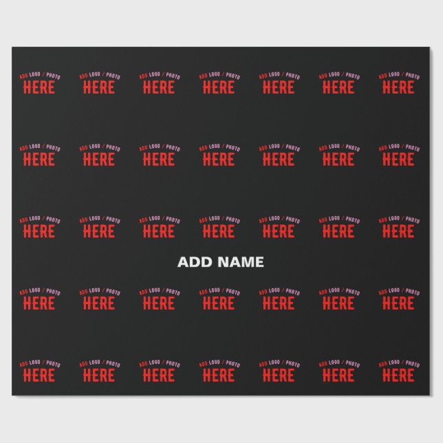 STYLISH MODERN CUSTOMIZABLE BLACK VERIFIED BRANDED WRAPPING PAPER (Flat)