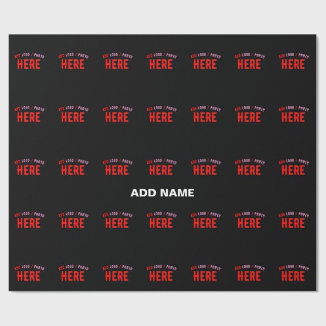 STYLISH MODERN CUSTOMIZABLE BLACK VERIFIED BRANDED WRAPPING PAPER (Flat)