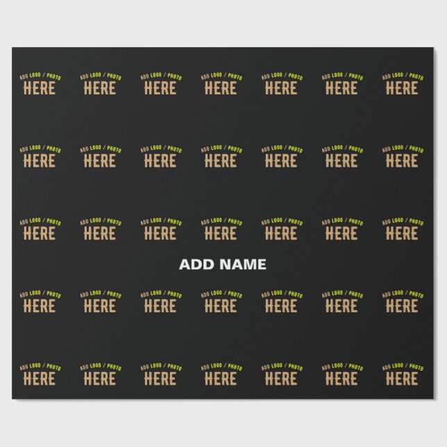 STYLISH MODERN CUSTOMIZABLE BLACK VERIFIED BRANDED WRAPPING PAPER (Flat)