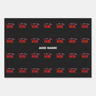 STYLISH MODERN CUSTOMIZABLE BLACK VERIFIED BRANDED WRAPPING PAPER SHEET