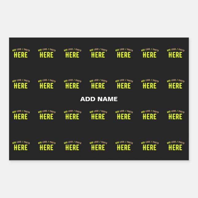 STYLISH MODERN CUSTOMIZABLE BLACK VERIFIED BRANDED WRAPPING PAPER SHEET (Front)