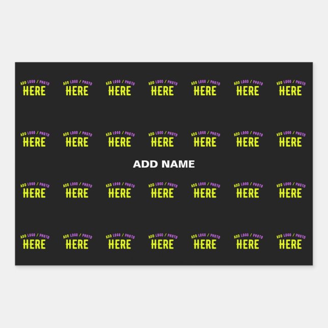 STYLISH MODERN CUSTOMIZABLE BLACK VERIFIED BRANDED WRAPPING PAPER SHEET (Front)