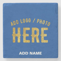 STYLISH MODERN CUSTOMIZABLE BLUE VERIFIED BRANDED STONE COASTER