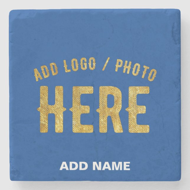 STYLISH MODERN CUSTOMIZABLE BLUE VERIFIED BRANDED STONE COASTER (Front)
