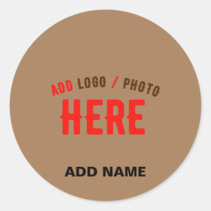 STYLISH MODERN CUSTOMIZABLE BROWN VERIFIED BRANDED CLASSIC ROUND STICKER