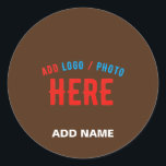 STYLISH MODERN CUSTOMIZABLE BROWN VERIFIED BRANDED CLASSIC ROUND STICKER<br><div class="desc">THIS IS A DESIGN FITTING FOR EVERYONE.YOU CAN CHANGE, RESIZE OR ADD LOGO, PHOTO, TEXT AND COLOURS THE WAY YOU LIKE.THANK YOU.</div>
