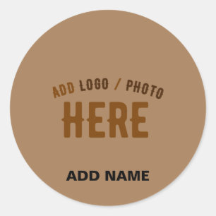 STYLISH MODERN CUSTOMIZABLE BROWN VERIFIED BRANDED CLASSIC ROUND STICKER
