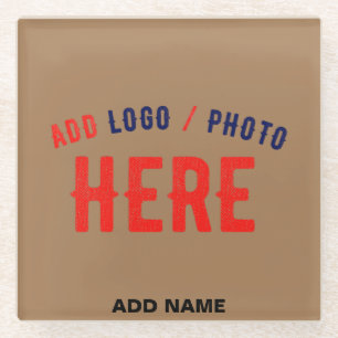 STYLISH MODERN CUSTOMIZABLE BROWN VERIFIED BRANDED GLASS COASTER