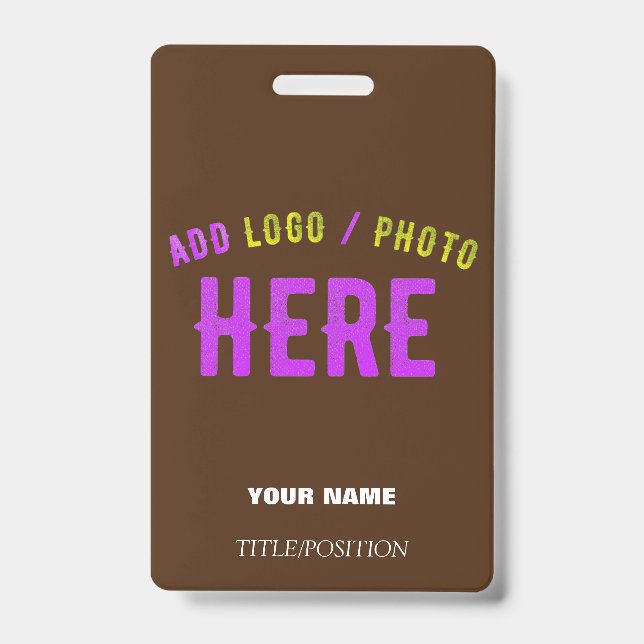 STYLISH MODERN CUSTOMIZABLE BROWN VERIFIED BRANDED ID BADGE (Front)