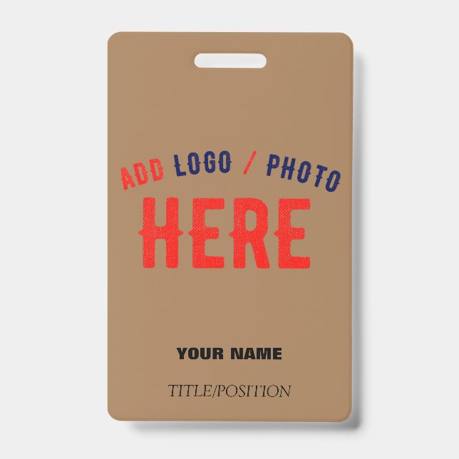 STYLISH MODERN CUSTOMIZABLE BROWN VERIFIED BRANDED ID BADGE (Front)