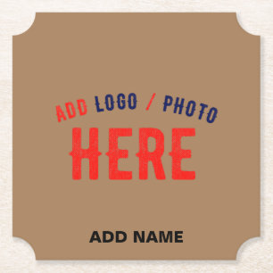 STYLISH MODERN CUSTOMIZABLE BROWN VERIFIED BRANDED PAPER COASTER