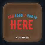 STYLISH MODERN CUSTOMIZABLE BROWN VERIFIED BRANDED PAPER PLATE<br><div class="desc">THIS IS A DESIGN FITTING FOR CUSTOMERS.YOU CAN CHANGE, RESIZE OR ADD LOGO, PHOTO, TEXT AND COLOURS THE WAY YOU LIKE.THANK YOU.</div>