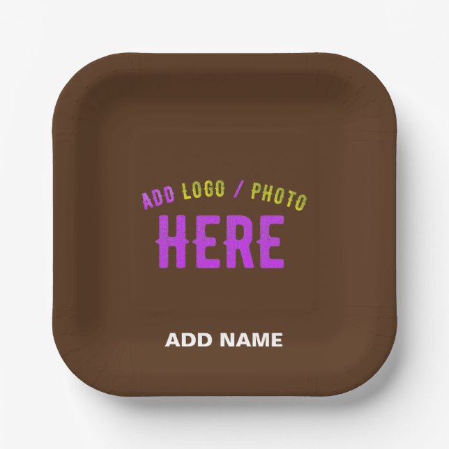 STYLISH MODERN CUSTOMIZABLE BROWN VERIFIED BRANDED PAPER PLATE (Front)