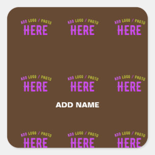 STYLISH MODERN CUSTOMIZABLE BROWN VERIFIED BRANDED SQUARE STICKER