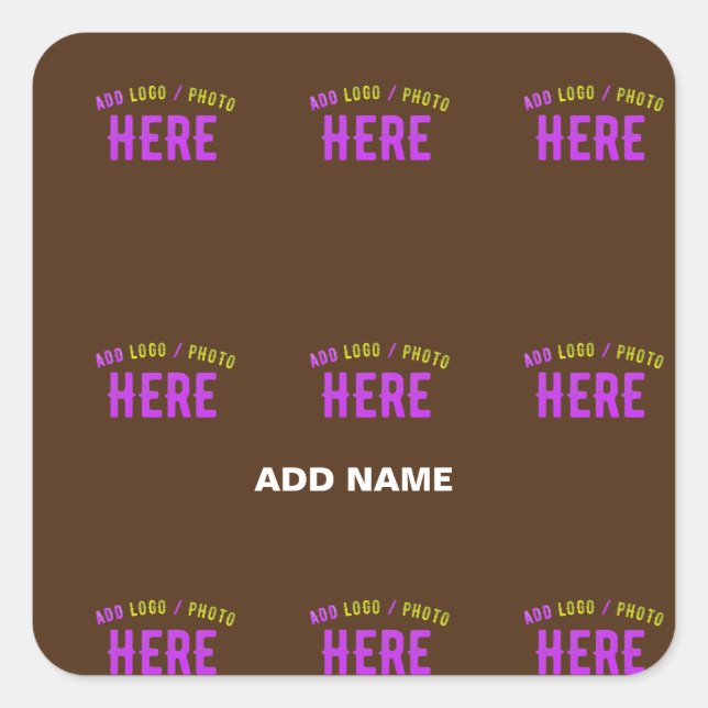 STYLISH MODERN CUSTOMIZABLE BROWN VERIFIED BRANDED SQUARE STICKER (Front)