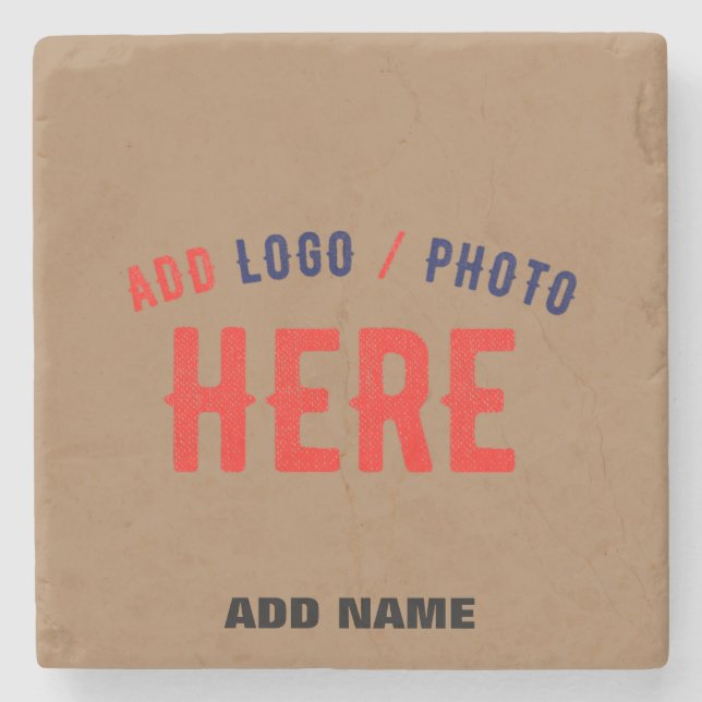 STYLISH MODERN CUSTOMIZABLE BROWN VERIFIED BRANDED STONE COASTER (Front)