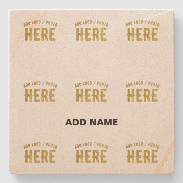 STYLISH MODERN CUSTOMIZABLE BROWN VERIFIED BRANDED STONE COASTER (Front)