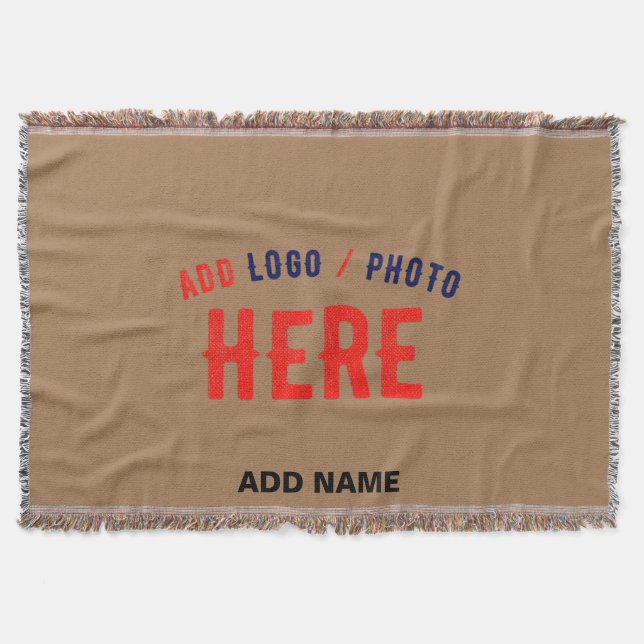 STYLISH MODERN CUSTOMIZABLE BROWN VERIFIED BRANDED THROW BLANKET (Front)