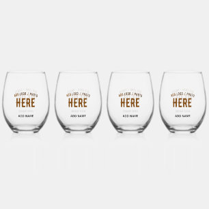 STYLISH MODERN CUSTOMIZABLE CLEAR VERIFIED BRANDED STEMLESS WINE GLASS