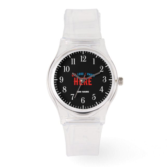 STYLISH MODERN CUSTOMIZABLE CLEAR VERIFIED BRANDED WATCH (Front)