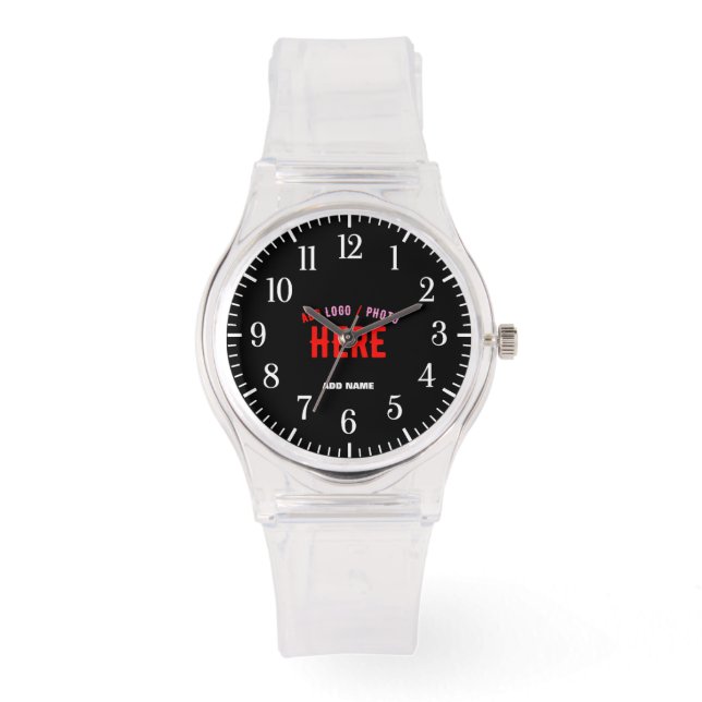 STYLISH MODERN CUSTOMIZABLE CLEAR VERIFIED BRANDED WATCH (Front)