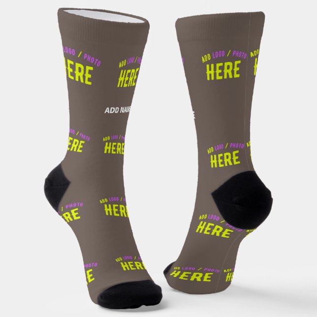 STYLISH MODERN CUSTOMIZABLE COFFEE VERIFIED BRAND SOCKS (Angled)