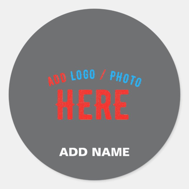 STYLISH MODERN CUSTOMIZABLE GREY VERIFIED BRANDED CLASSIC ROUND STICKER (Front)