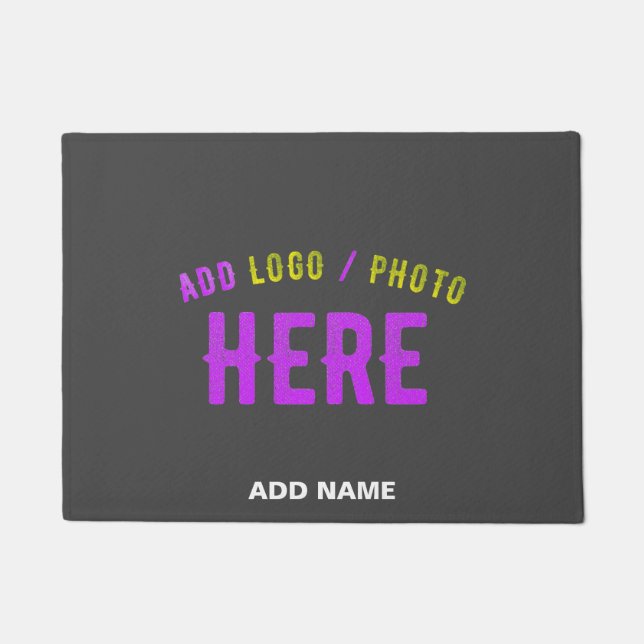 STYLISH MODERN CUSTOMIZABLE GREY VERIFIED BRANDED DOORMAT (Front)